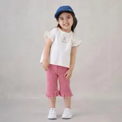 プティマイン　【タフニー】7分丈フリルパンツ　100センチ 赤　新品