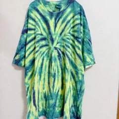 ギルダン タイダイ Ｔシャツ クルーネック 半袖 総柄 緑 体型カバー【3L】のサムネイル