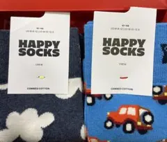 新品　ハッピーソックス　メンズ　2足セット　車　雲　靴下