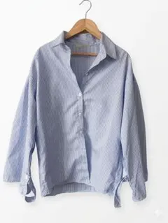 【美品】Ada. ストライプシャツ ブルー ゆったり 羽織り 春夏 レディース