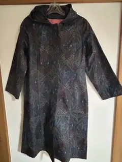 着物リメイク　 大島で作った　裏付きフード付きコート