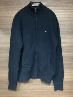 トミーフィルガー　メンズ　ニット　前あき　フルジッパー　M ネイビー