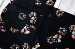 赤黒リバーシブル 着物ショール 羽織 着物 ちりめん 刺繍 桜 縮緬 