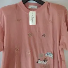 ⭐新品タグ付き美品⭐LAROND ピンク 半袖Tシャツ　肩パット