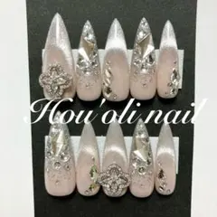 ネイルチップ ギャルネイル ロングポイント マグネットフレンチ ワンホン 綺麗