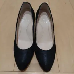 EIZO 黒 スエード ポインテッドトゥ パンプス