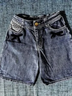 メゾピアノ　リボン装飾デニムハーフパンツ