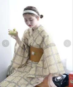 UTATANE♥福本莉子着♥咲きこぼれるミモザ♥浴衣、帯♥美品♥ utatane ミモザ 「今夜、世界からこの恋が消えても」福本莉子さん着用