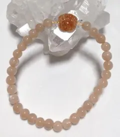 C394.サンストーン(肉球)&オレンジムーンストーン ブレスレット