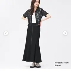GU ステッチマーメイドロングスカート スリット　ブラック Mのサムネイル