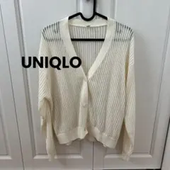 ユニクロ　メッシュVネック　ショートカーディガン　ホワイト　XL