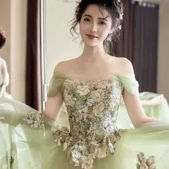 【即日発送可能】華やかなカラードレス✨結婚式　前撮り　イブニングドレス