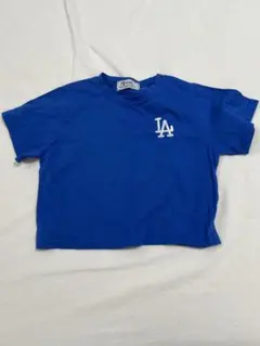 韓国　amood LAロゴ 半袖 Tシャツ　青のサムネイル