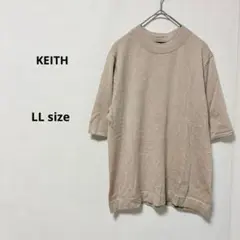 KEITH キース　ウール100% ニット　LL ベージュ　半袖　ロゴ刺繍のサムネイル