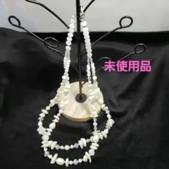 淡水パールとシェルの2連ネックレス。