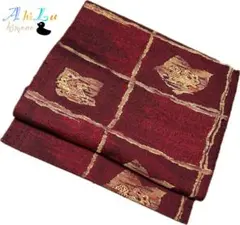 【L1213】名古屋帯 名古屋仕立 赤ピンク 349cm 小紋などのふだん着物に