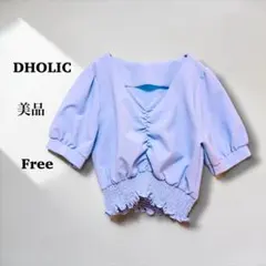 美品♡ DHOLIC 半袖カットソー　F クロップド　水色　ガーリーのサムネイル
