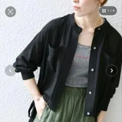 SHIPS any☆レーヨン リネン スタンドカラー ショート シャツ ブルゾン