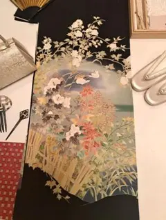 美品❇️有名作家　手描友禅暈し染め　黒留袖 ５つ紋　比翼仕立て　フルセットのサムネイル