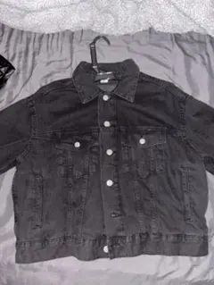 ダークグレー デニムジャケット ショート丈