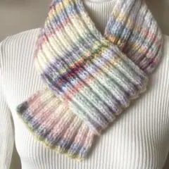 パステルカラー ニット・ミニマフラー(お子様にも)