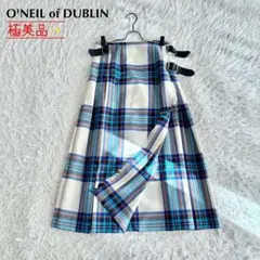 美品♡【O'NEIL OF DUBLIN】チェック プリーツスカート ブルー S O'neil of Dublin - 両脇ベルト 後プリーツスカート （定番