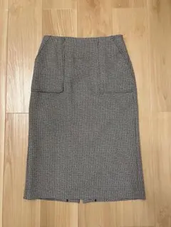 チェック柄タイトスカート サイドポケット付き