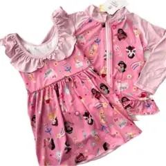 【120サイズ】ディズニー　プリンセス ワンピース 水着・ラッシュガードセット