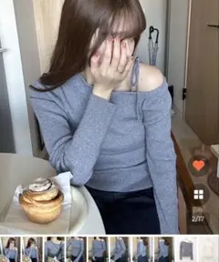 アンバランスオスリボンTシャツ BLUE(水色) フリーサイズ最終値下げ