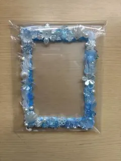 青と白の花柄フォトフレーム B7サイズ 5番