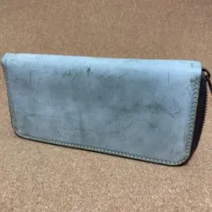 A13□濃厚ブルーム ブライドルレザー × ヌメ革□本革 財布□グリーン