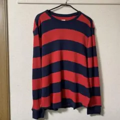 美品✨Old GAP 赤and紺ストライプ ワッフルロングTシャツ　Y2K