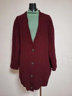グローバルワークバーガンディ ニット カーディガン