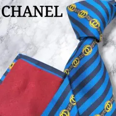CHANEL ココマーク 星 チェーン ネクタイ ネイビー×ゴールド ハイブラ