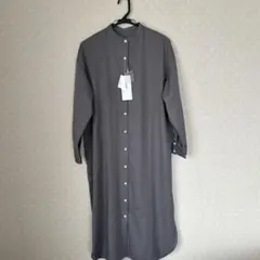 グレー 無地　ロングシャツワンピース Fサイズ
