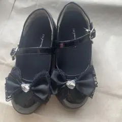 ブラックエナメルリボンフォーマルシューズ17㎝