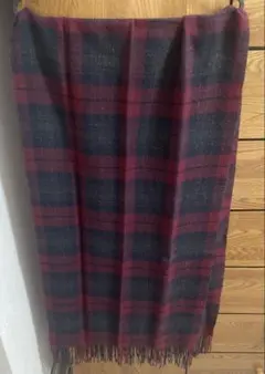 UNIQLO チェック柄 フリンジマフラー レッド×ブラック