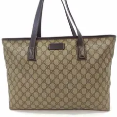 グッチ トートバッグ レザー×PVC A4可 肩掛け GG柄 ブラウン