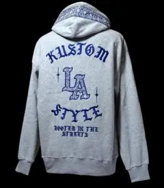 圭*井様 KUSTOM STYLE LA 刺繍 プルオーバー パーカー グレーのサムネイル