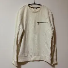 アイボリー ジッパーポケット トレーナー