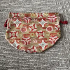 和装用バッグ 赤と金の花柄