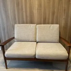値下げ 北欧デンマーク製 ヴィンテージ 2シートソファ チーク オーク