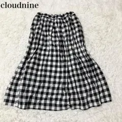 cloudnine ブラック系チェック フレアスカート Aライン ウエストゴム