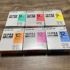 テプラテープ カラー　9ミリ、12ミリ 6個セット