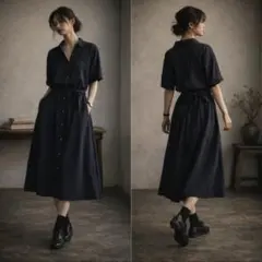 【美品】ENGINEERED GARMENTS シャツワンピース 紺 Mのサムネイル