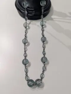 アンティーク ビーズ ネックレス ブルーグレー スモーキーグレー 約70cm
