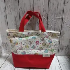 ハンドメイド☆トートバッグ(夢かわ動物ドーナツ柄赤)