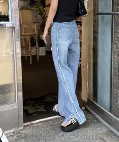 サイドフリンジスリットデニム　パンツのサムネイル