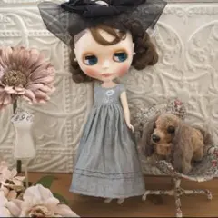 ブライスOF　エンブロイダリーノースリーブロングワンピース（アッシュブルー）