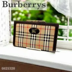 バーバリー Burberry がま口 折財布 ノバチェック シャドーホース
